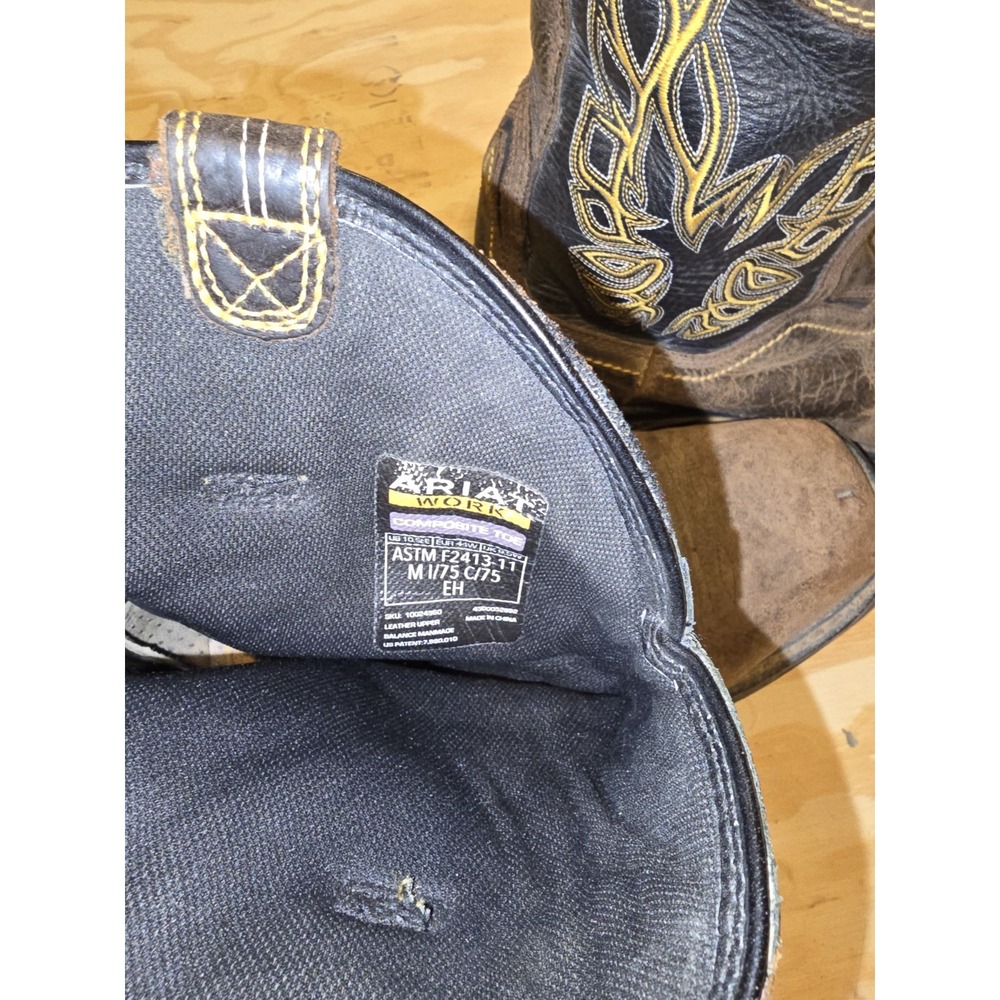 Ariat Men's Western Work Boots Leather Pull-On Composite Toe Square Toe 11 EE - Picture 5 of 7